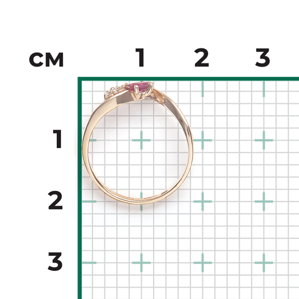 Кольцо из красного золота с рубином и бриллиантами 01-0577-00-107-1110-30