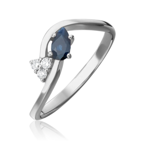 Кольцо из белого золота с сапфиром и бриллиантами 01-0578-00-105-1120-30