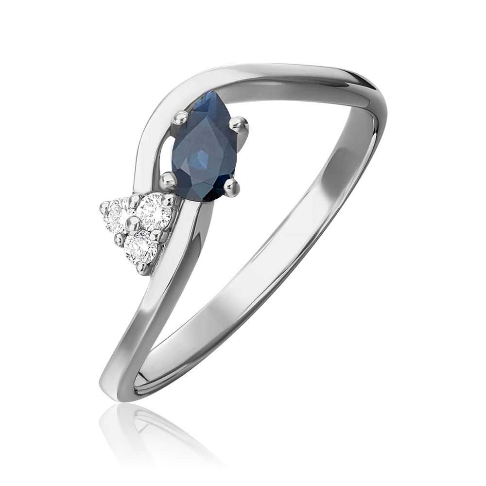 Кольцо из белого золота с сапфиром и бриллиантами 01-0578-00-105-1120-30