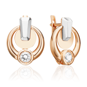 Серьги с английским замком из комбинированного золота с натуральным топазом white 02-5038-00-201-1111