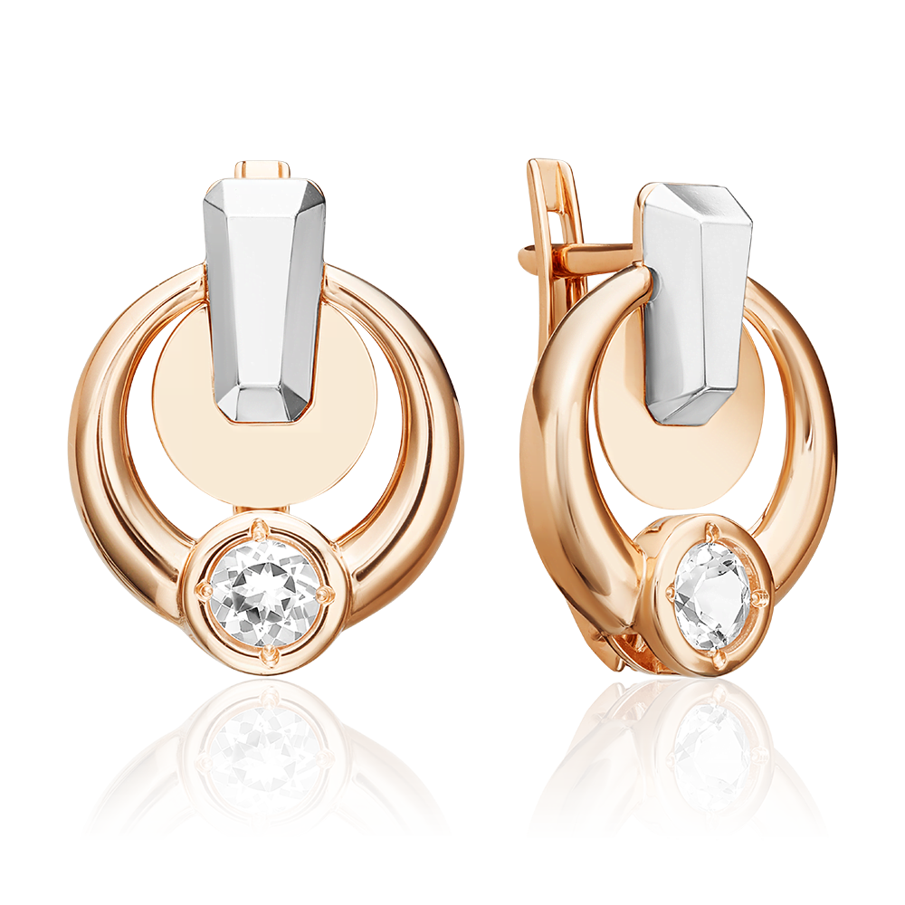 Серьги с английским замком из комбинированного золота с натуральным топазом white 02-5038-00-201-1111