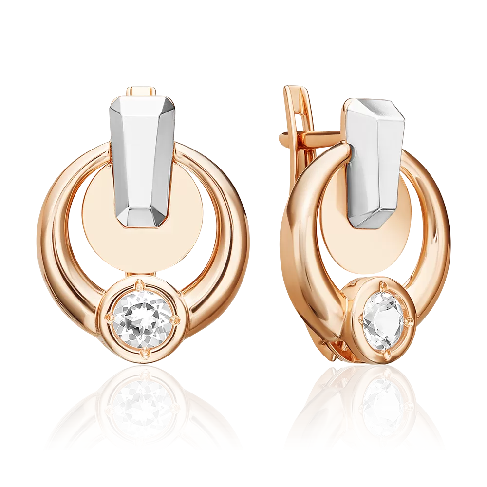 Серьги с английским замком из комбинированного золота с натуральным топазом white 02-5038-00-201-1111