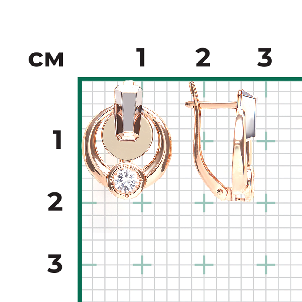 Серьги с английским замком из комбинированного золота с натуральным топазом white 02-5038-00-201-1111