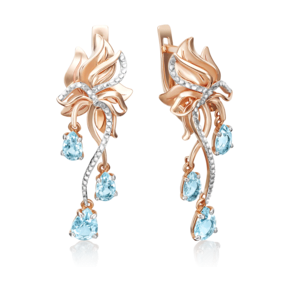 Серьги «Цветы» с английским замком из красного золота с топазами 02-4266-00-201-1110-57