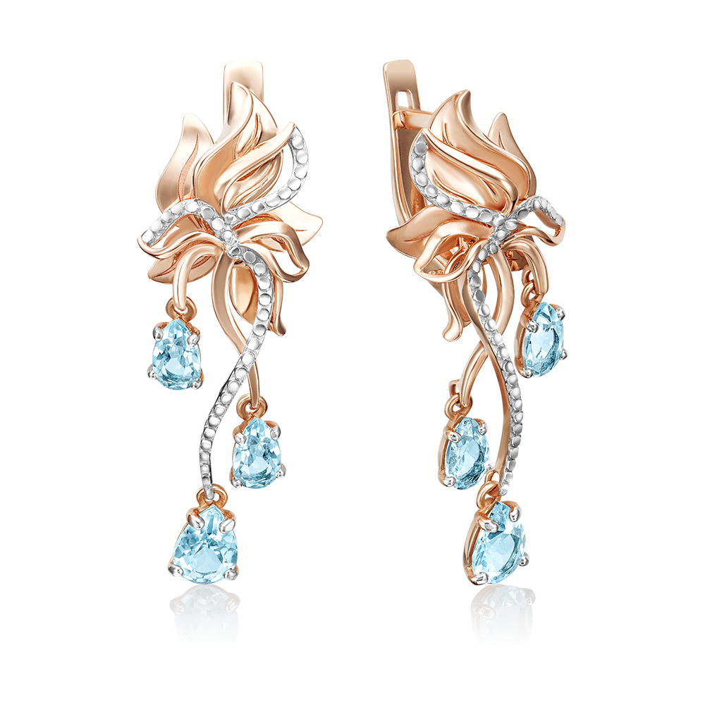 Серьги «Цветы» с английским замком из красного золота с топазами 02-4266-00-201-1110-57