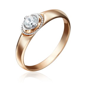 Помолвочное кольцо из красного золота с бриллиантом 01-5132-00-101-1110-30