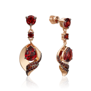 Серьги «Стихия Огня» из красного золота с гранатами 02-5182-00-204-1110