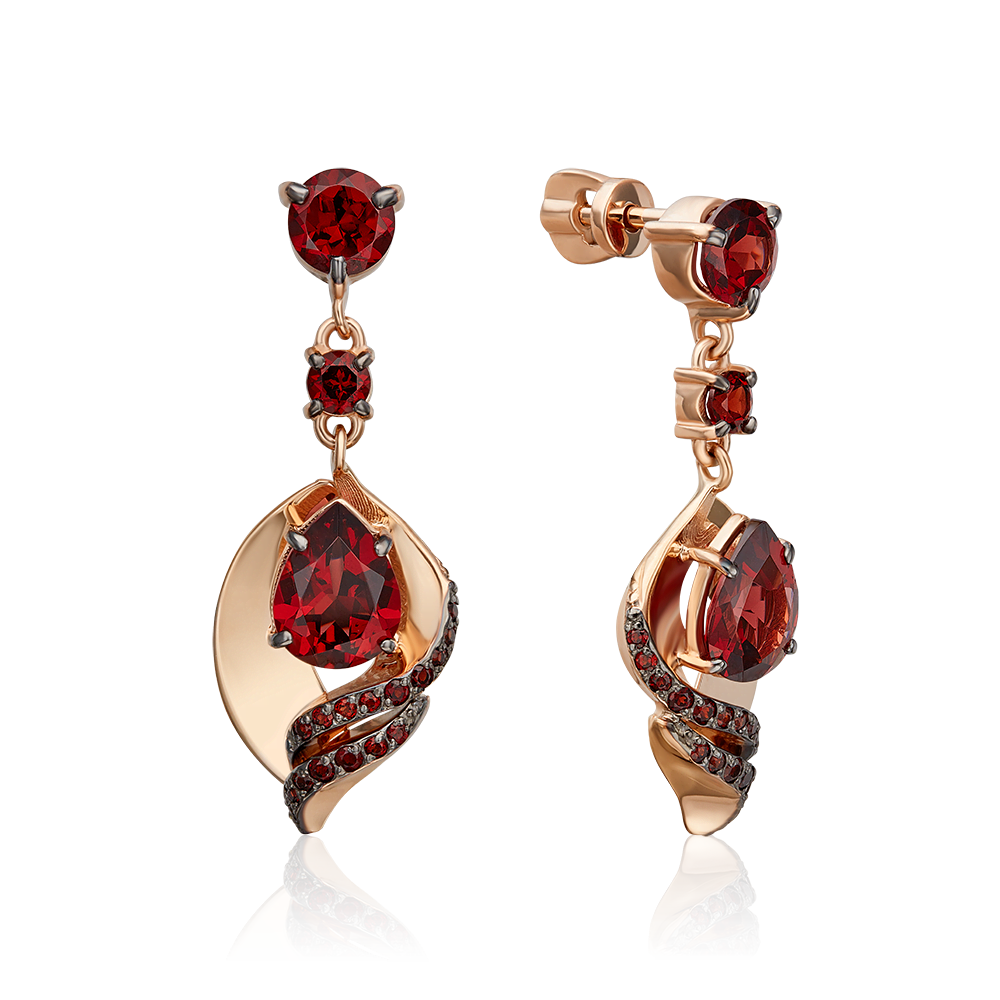 Серьги «Стихия Огня» из красного золота с гранатами 02-5182-00-204-1110
