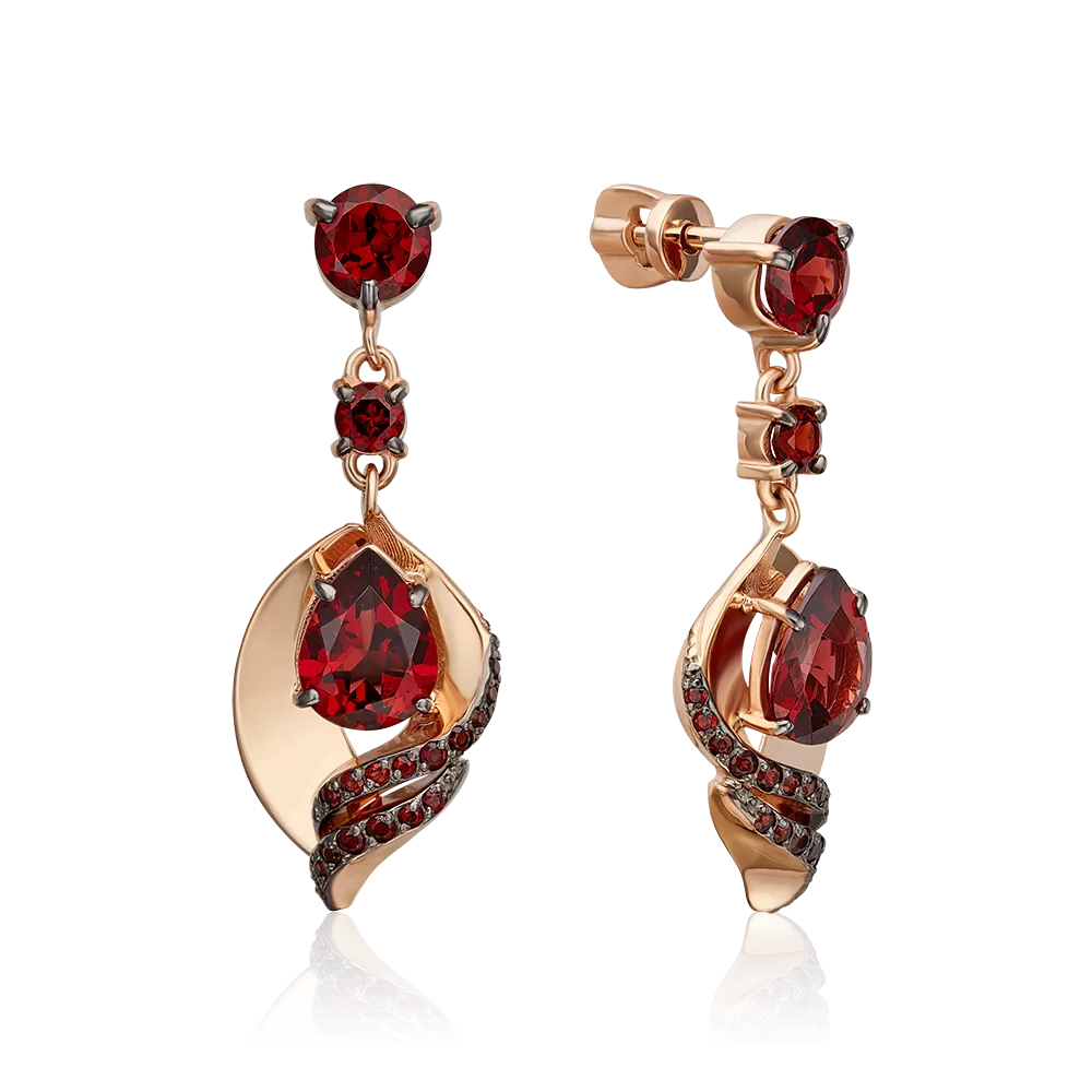 Серьги «Стихия Огня» из красного золота с гранатами 02-5182-00-204-1110