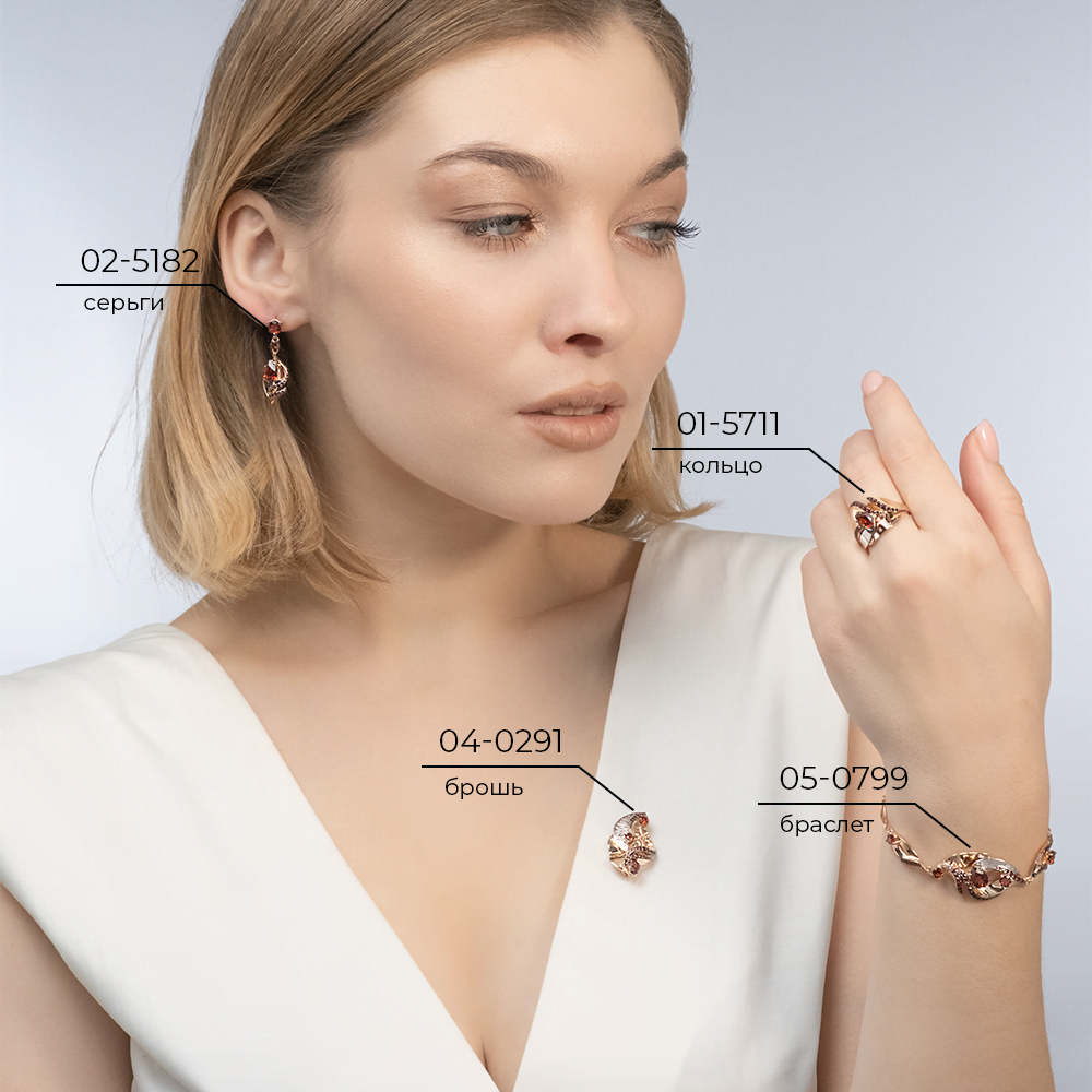 Серьги «Стихия Огня» из красного золота с гранатами 02-5182-00-204-1110