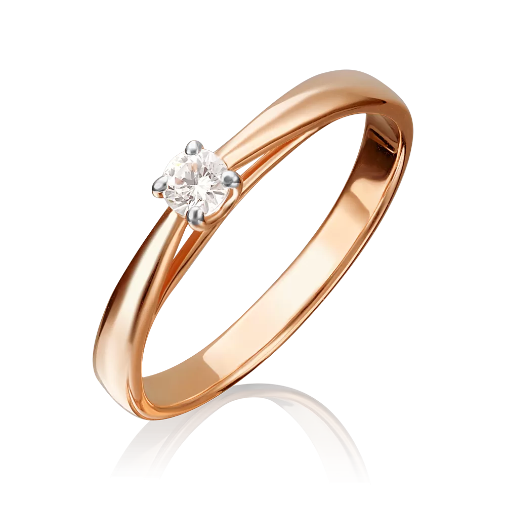 Помолвочное кольцо из красного золота с фианитом 01-4624-00-401-1110