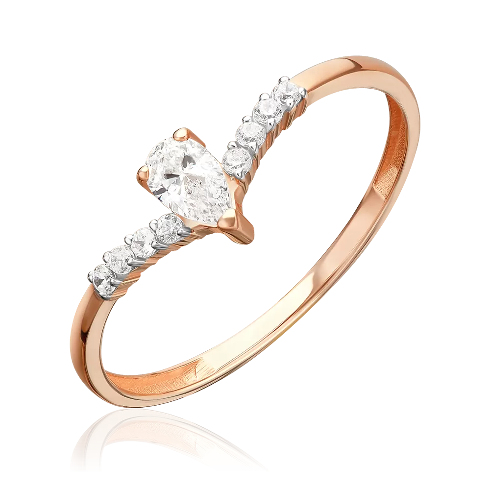 Кольцо из красного золота с фианитами 01-6000-00-401-1110