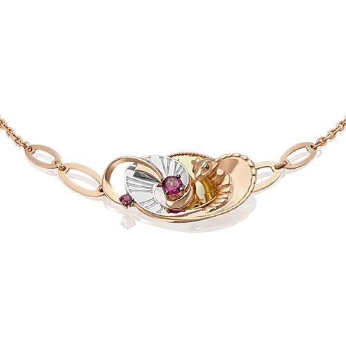 Браслет «Обольщение» из комбинированного золота с гранатами 05-0714-00-204-1140