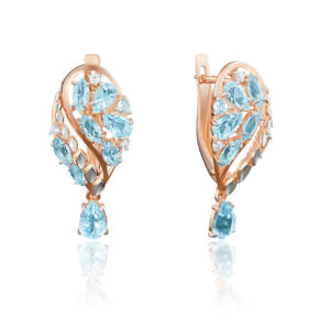 Серьги с английским замком из красного золота с топазами и фианитами 02-3950-00-207-1110-46