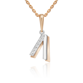 Подвеска «Буква Л» из комбинированного золота с фианитами 03-3418-Л-401-1111