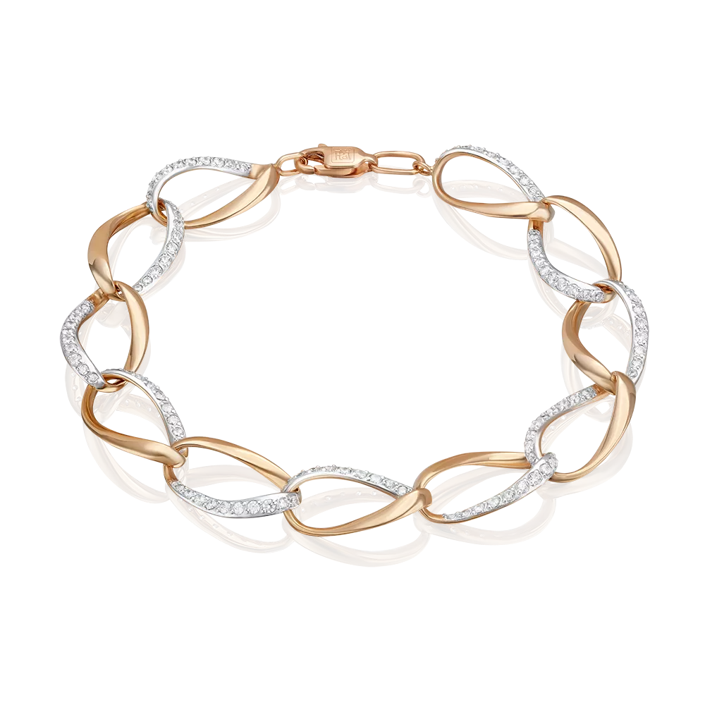 Браслет из красного золота с фианитами 05-0312-00-401-1110-24