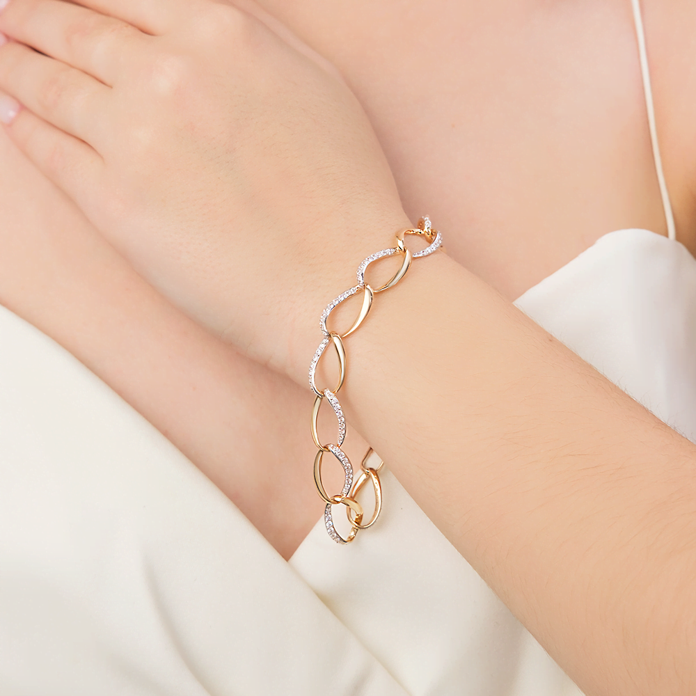 Браслет из красного золота с фианитами 05-0312-00-401-1110-24