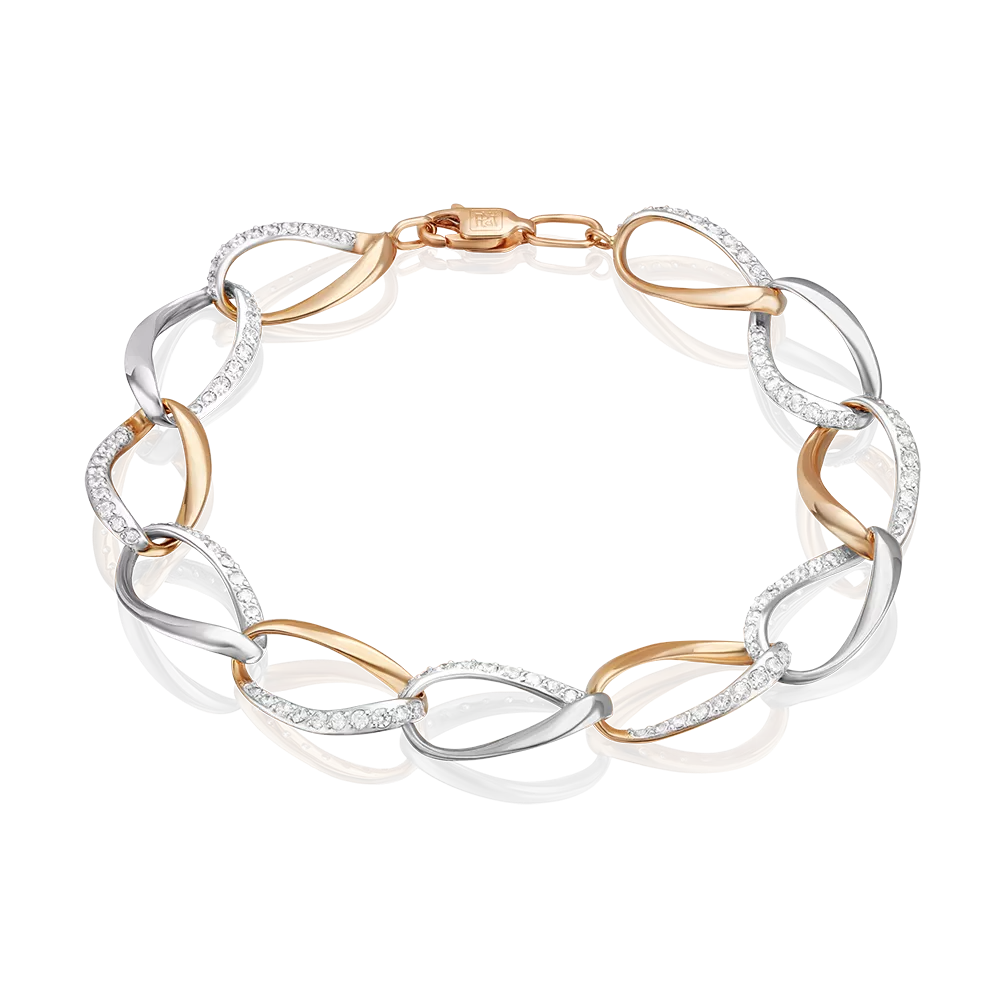 Браслет из комбинированного золота с фианитами 05-0312-00-401-1111-24