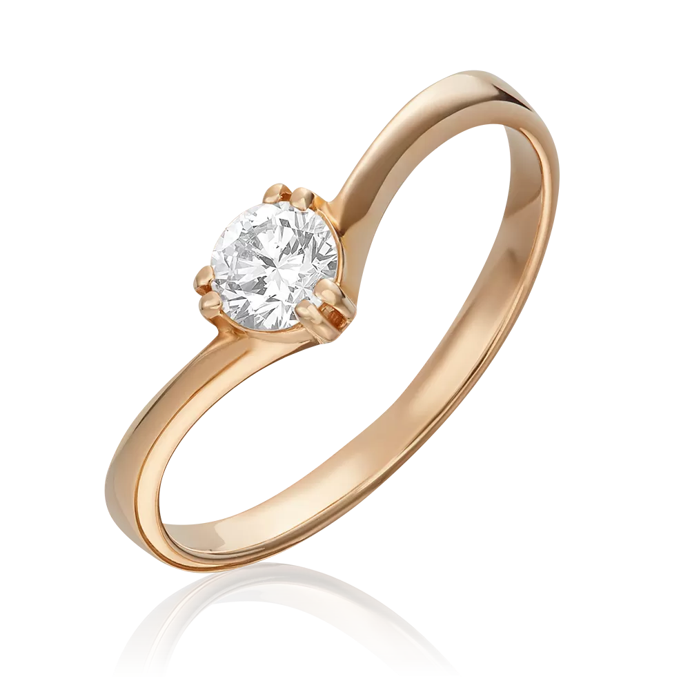 Помолвочное кольцо из красного золота с бриллиантом 01-0503-00-101-1110-30