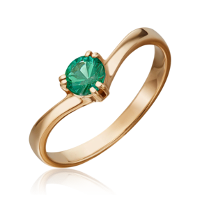 Кольцо из красного золота с изумрудом