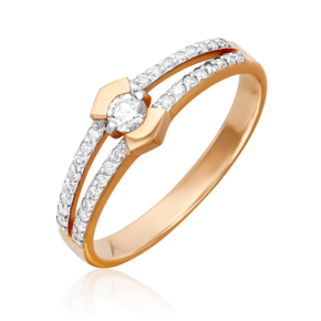 Кольцо из красного золота с бриллиантами 01-0509-00-101-1110-30