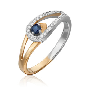 Кольцо из комбинированного золота с сапфиром и бриллиантами 01-0501-00-105-1111-30