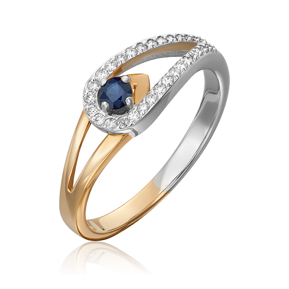 Кольцо из комбинированного золота с сапфиром и бриллиантами 01-0501-00-105-1111-30