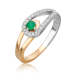 Кольцо из комбинированного золота с изумрудом и бриллиантами 01-0501-00-106-1111-30