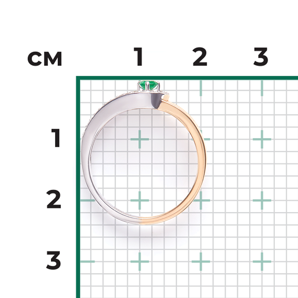 Кольцо из комбинированного золота с изумрудом и бриллиантами 01-0501-00-106-1111-30