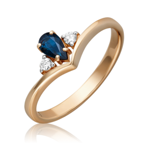 Кольцо из красного золота с сапфиром и бриллиантами 01-0499-00-105-1110-30