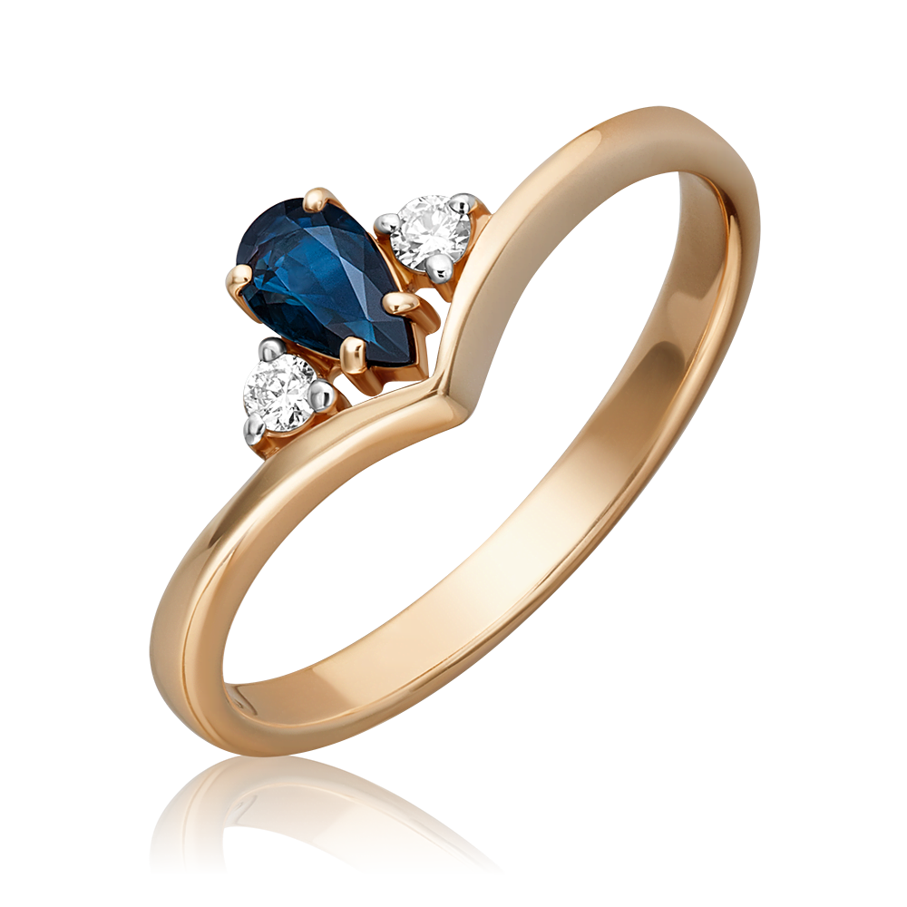 Кольцо из красного золота с сапфиром и бриллиантами 01-0499-00-105-1110-30