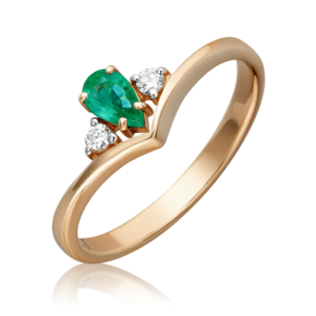 Кольцо из красного золота с изумрудом и бриллиантами 01-0499-00-106-1110-30