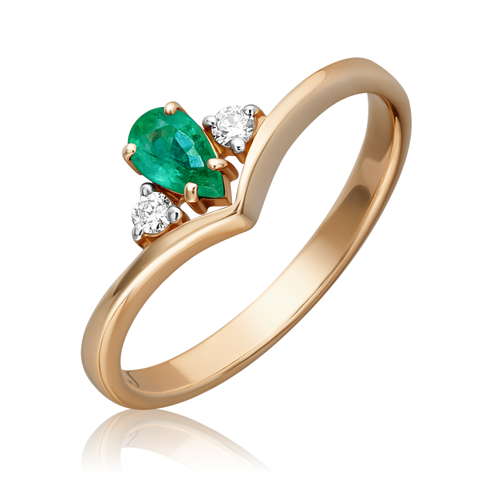 Кольцо из красного золота с изумрудом и бриллиантами 01-0499-00-106-1110-30