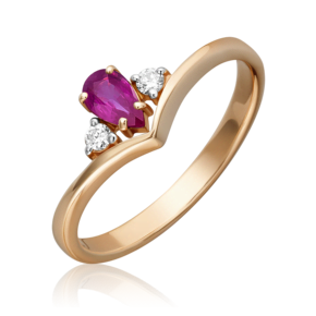 Кольцо из красного золота с рубином и бриллиантами 01-0499-00-107-1110-30