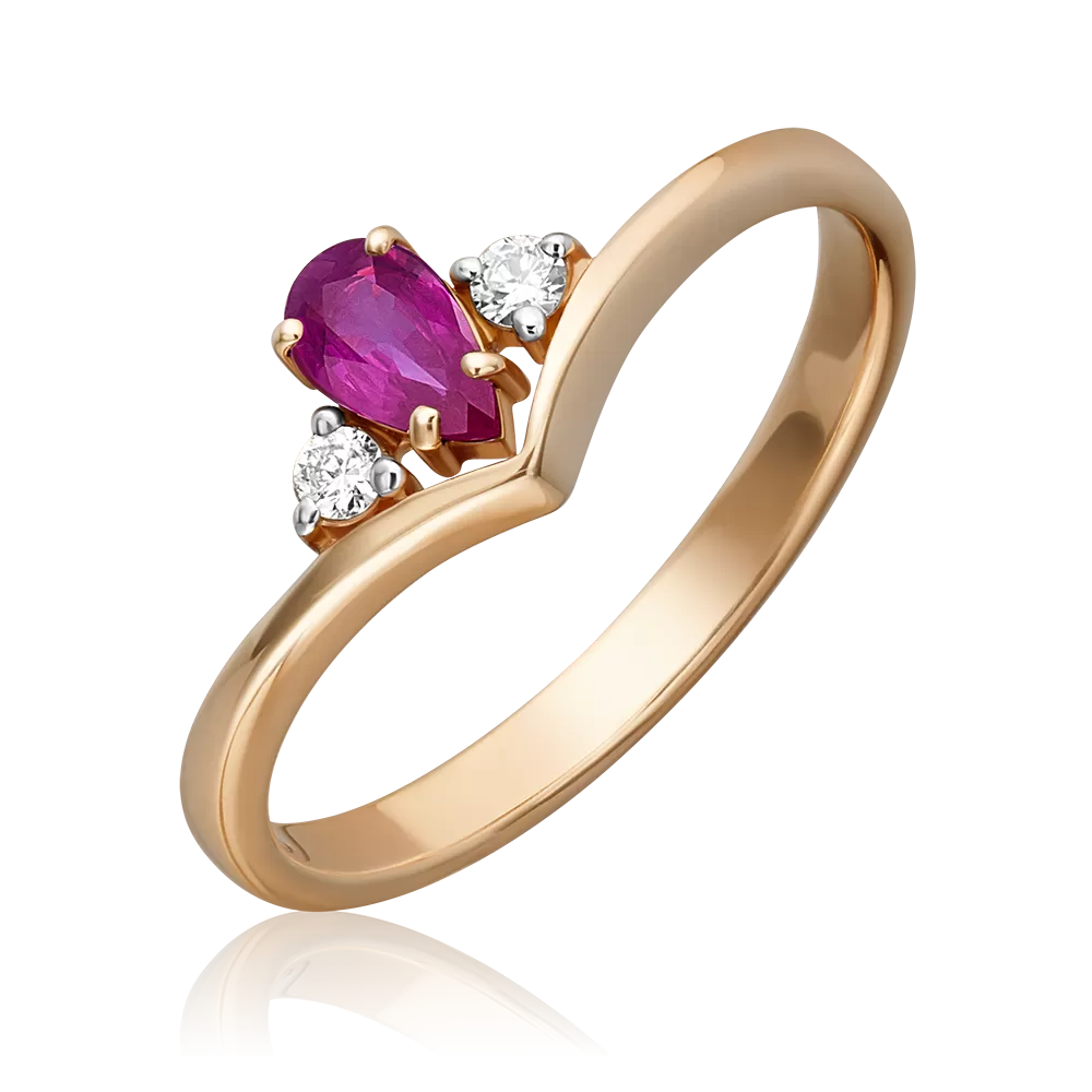 Кольцо из красного золота с рубином и бриллиантами 01-0499-00-107-1110-30