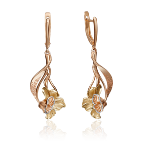 Серьги «Цветы» с английским замком из комбинированного золота 02-4261-00-000-1113-48