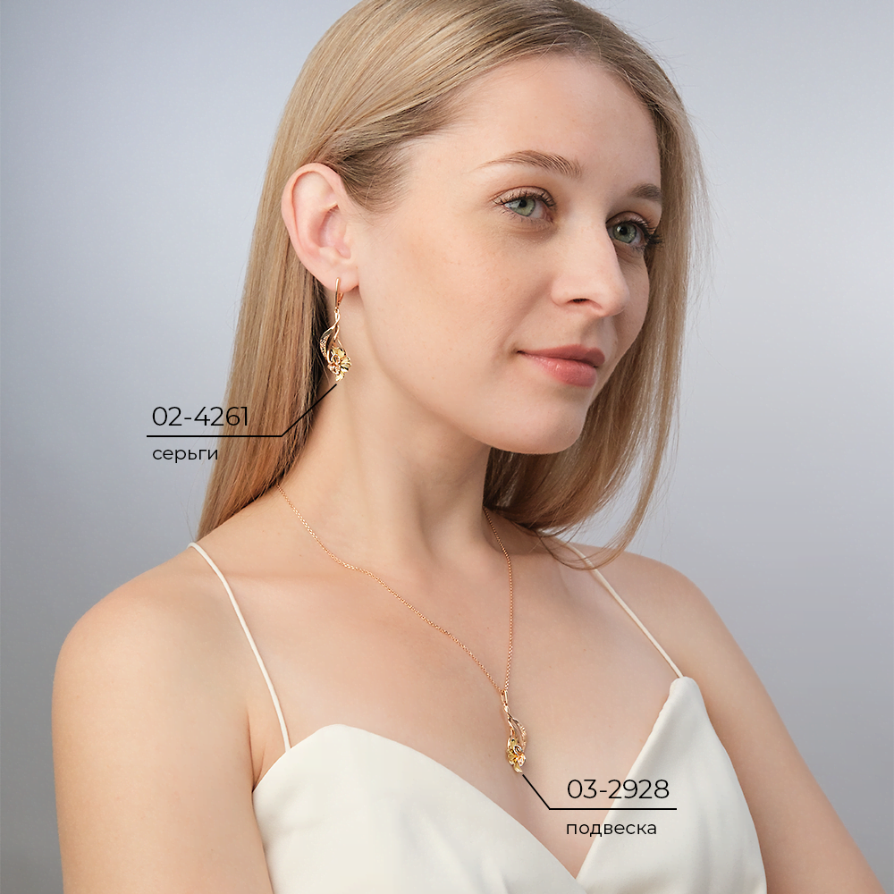 Серьги «Цветы» с английским замком из комбинированного золота 02-4261-00-000-1113-48