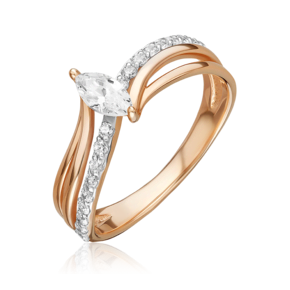 Кольцо из красного золота с фианитами 01-4480-00-501-1110-38