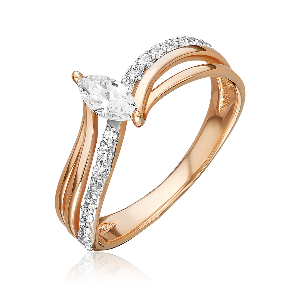 Кольцо из красного золота с фианитами 01-4480-00-501-1110-38