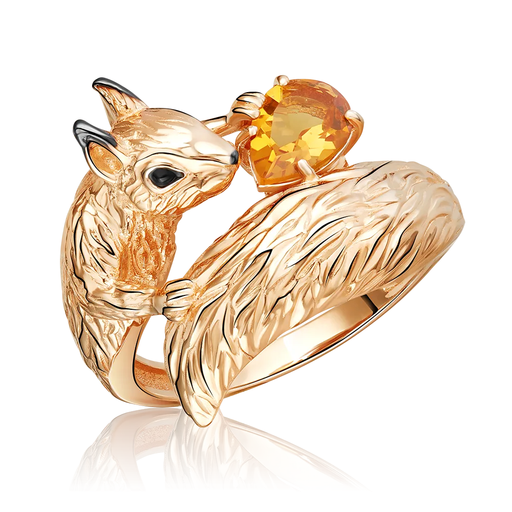 Кольцо «Белка» из красного золота с цитрином 01-5783-00-206-1110
