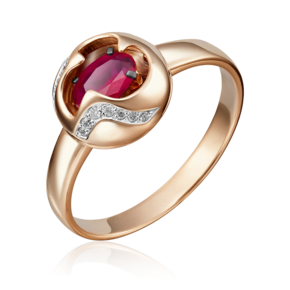 Кольцо из красного золота с рубином и бриллиантами 01-5146-00-107-1110-30