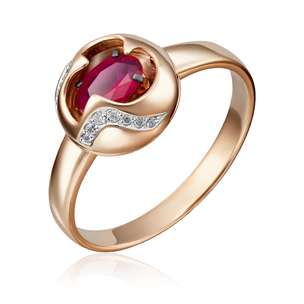 Кольцо из красного золота с рубином и бриллиантами 01-5146-00-107-1110-30