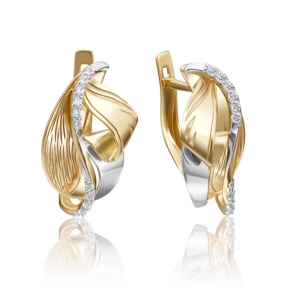 Серьги с английским замком из лимонного золота с фианитами 02-4184-00-401-1130-48