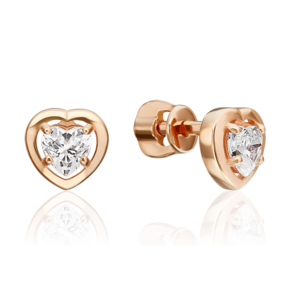 Серьги-пусеты из красного золота с фианитами 02-5626-00-401-1110