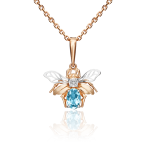 Подвеска «Муха» из комбинированного золота с топазом и натуральным топазом white 03-3098-00-201-1111-57