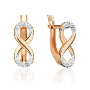 Серьги с английским замком из красного золота с фианитами 02-5622-00-401-1110