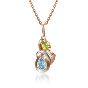 Подвеска из красного золота с топазом и хризолитом 03-2850-00-243-1110-57