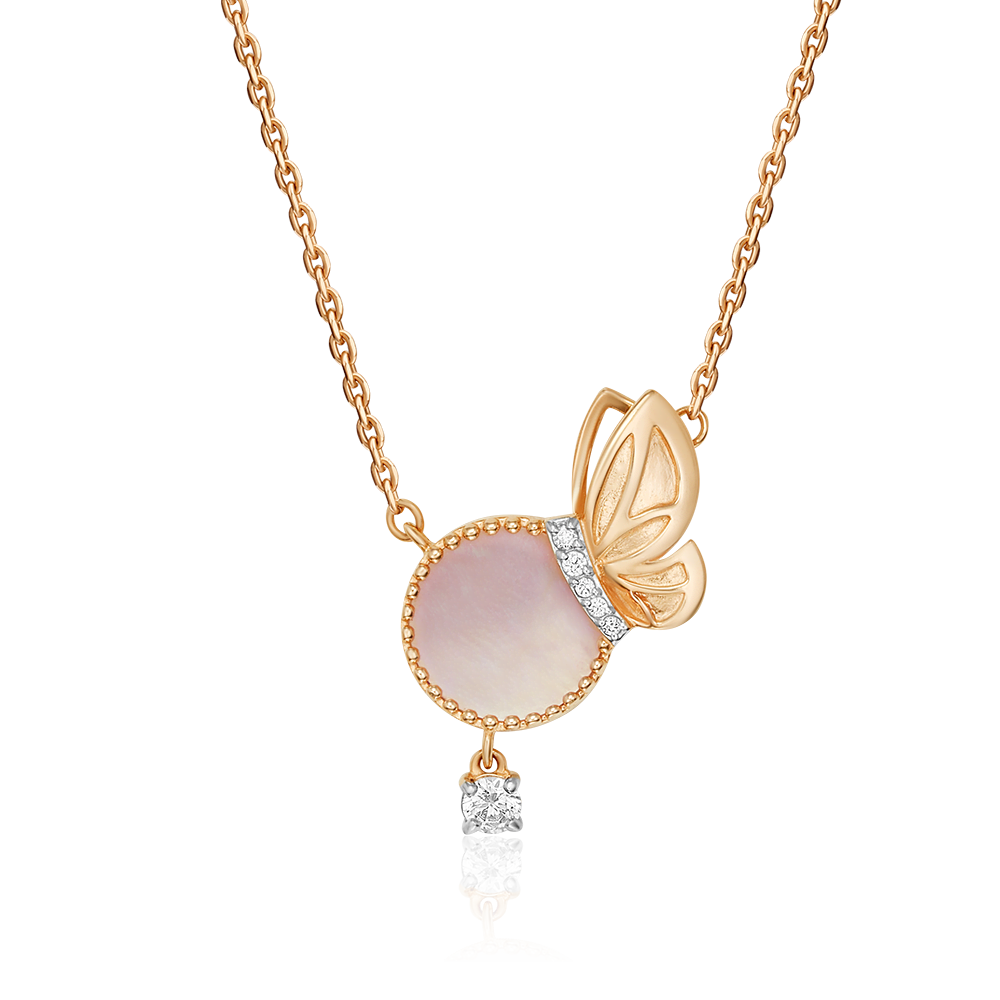 Колье «Утренняя симфония» из красного золота с перламутром и фианитами 07-0268-00-752-1110