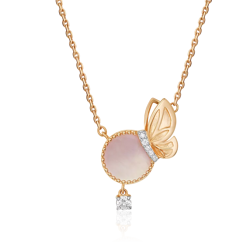 Колье «Утренняя симфония» из красного золота с перламутром и фианитами 07-0268-00-752-1110