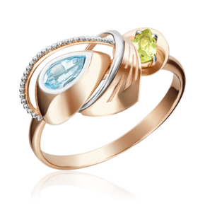 Кольцо из красного золота с топазом и хризолитом 01-5152-00-243-1110-57
